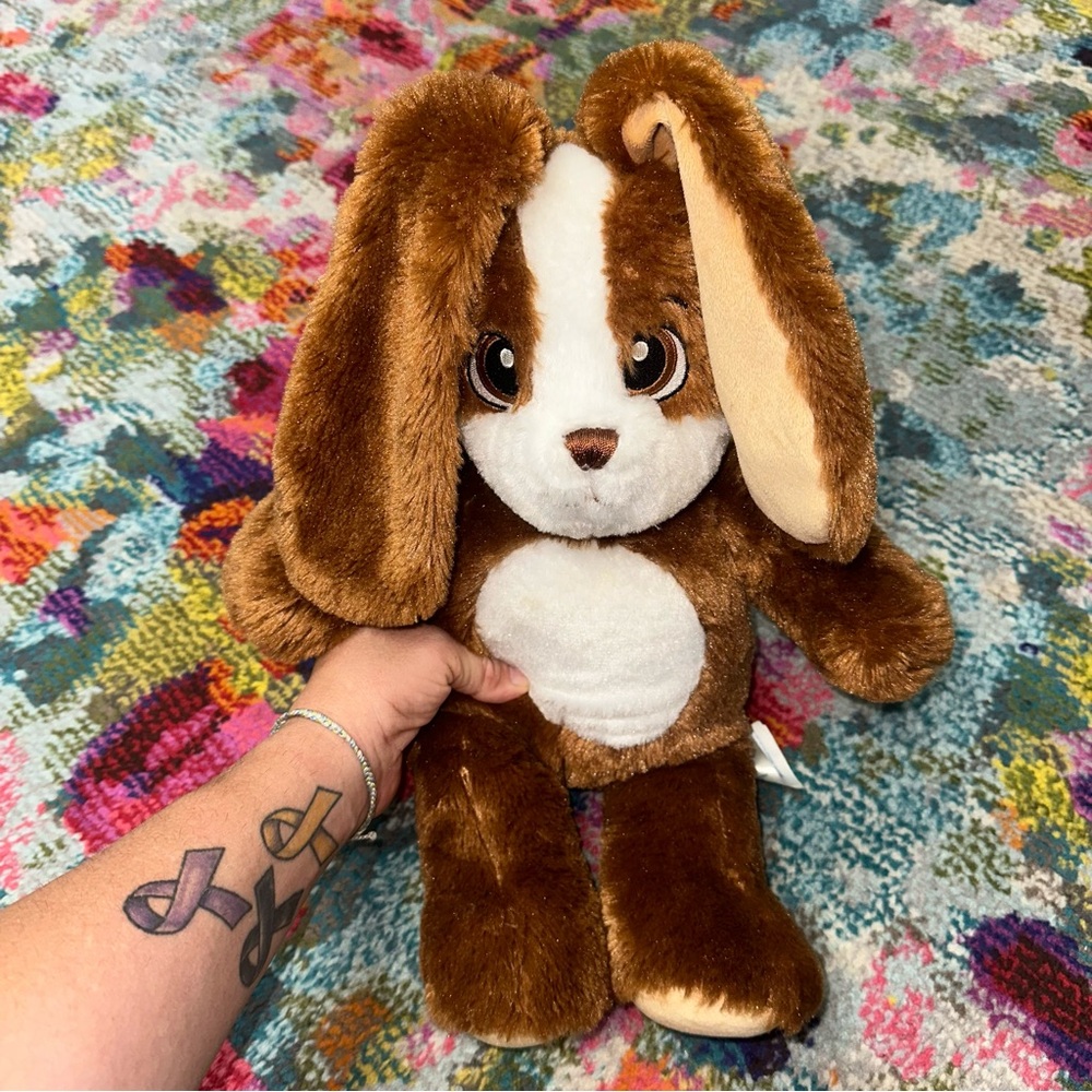 Cocoa Cream Build-A-Bear Plush Bunny spots on tummy and a loose thread see pics
